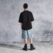 Men's Vintage Washed Denim Shorts - 5-Inch Inseam Dirty Finish Distressed Casual Cargo Shorts For Men, Retro Streetwear_viptrois.com