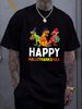 Dinosaur Halloween Thanksgiving Christmas HalloThanksMas T-Shirt Women Top Graphic Tees Streetwear Female Versatile Slightly Stylish Summer Unisex T-Shirt For Women Casual Breathable Soft Stretched Top For Everyday Wear Designer Clothes Casual_viptrois.com