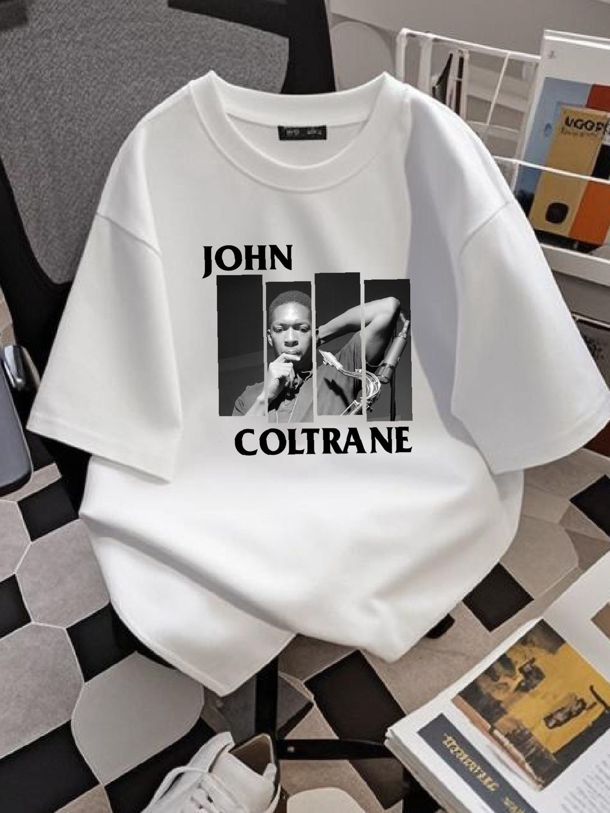 vtg Retro John Coltrane T-shirt White Short Sleeve All Sizes S To 5Xl 2F743 Versatile Graphic Casual Soft Homme Breathable Unisex Stylish_viptrois.com