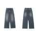 Unisex Vintage Washed Denim Jeans – High Street Relaxed Fit, Straight-Leg & Wide Cuff (S-3XL)_viptrois.com