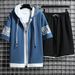 Men's Clothing Summer New Men's Cardigan Sweater Suit Youth Hooded Casual Korean Sportswear Two Piece Suit_viptrois.com