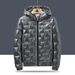 Men's Solid Hooded Down Coat Glossy Fabric Winter Coat Zip-up Puffer Jacket Long Sleeve Elastic Cuff Warmer Coat Men Clothes_viptrois.com