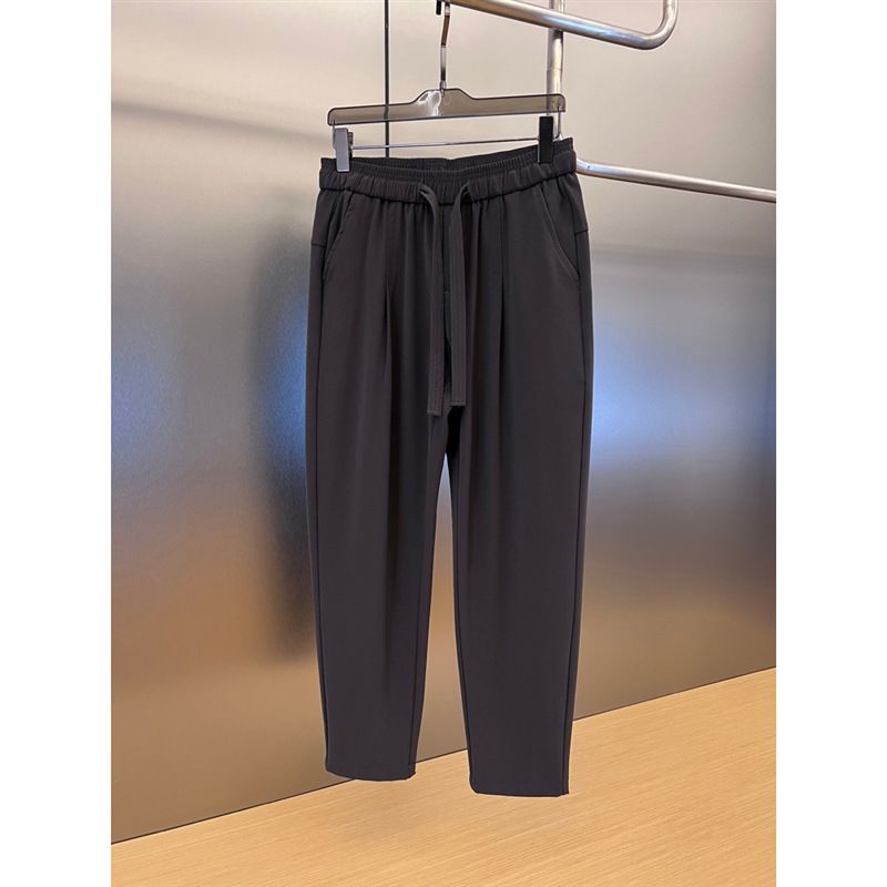 Men's Clothing Men Summer Trendy Brand Men's Ice Silk Straight Casual Pants Loose Skinny Wide Leg Pants Pleated Drape Trousers_viptrois.com