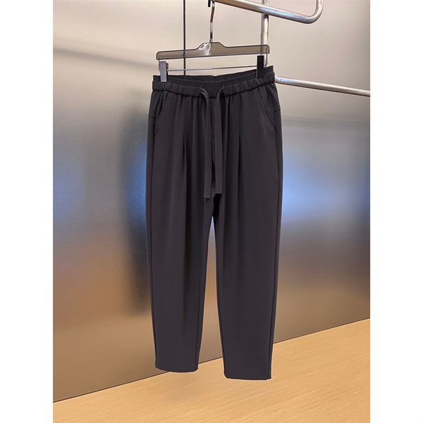 Men's Clothing Men Summer Trendy Brand Men's Ice Silk Straight Casual Pants Loose Skinny Wide Leg Pants Pleated Drape Trousers_viptrois.com