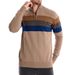 Fashionable Autumn And Winter Half Zipper Men's Pullover Striped Patchwork Sweater_viptrois.com