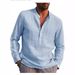 Men's Clothing Men's Long Sleeve V Neck Casual Beach Shirt Men's Clothing_viptrois.com