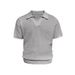 Men's Clothing Polo Shirt V Neck Short Sleeved Knitted Sweater Men's Slim Business Style Lapel Striped Ice Silk Breathable_viptrois.com