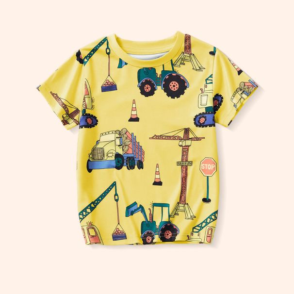 Mother & Kids Summer Children's Casual Fashion Short Sleeved T Shirt Boys New Cartoon Car Short Sleeved Tops For Small And Medium Children_viptrois.com
