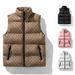 Men's Stand Collar Cotton Vest Jacket – Casual Loose Fit, Winter Fashion B-Letter Design, Black/White/Pinkish/Brown (Sizes M-5XL)_viptrois.com