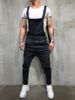 Men's Solid Color Casual Jeans With Suspenders_viptrois.com