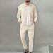 2024 Coat Autumn Youth Waffle Zip Pocket Flip Collar Slim Fit Cardigan Men's Jacket Set_viptrois.com