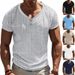 Yama American Style Summer Men's V-Neck Linen Bamboo Loose Breathable Casual Tough Guy Henry Short Sleeve_viptrois.com