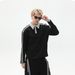 Men's Retro Stripe Color-Block Collar Sweatshirt & Joggers Set – Vintage College Style Long Sleeve Outfit_viptrois.com