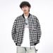 Men's Spring And Autumn New Checkered Jacket, Workwear Jacket, Trendy Baseball Jacket, Versatile Stand Up Collar Top_viptrois.com