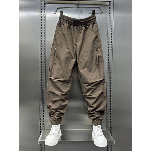 Men's Clothing Men's Quick Drying Solid Color Cargo Pants Summer Stylish Multi Pocket Outdoor Loose Drawstring Jogger Casual Pants_viptrois.com