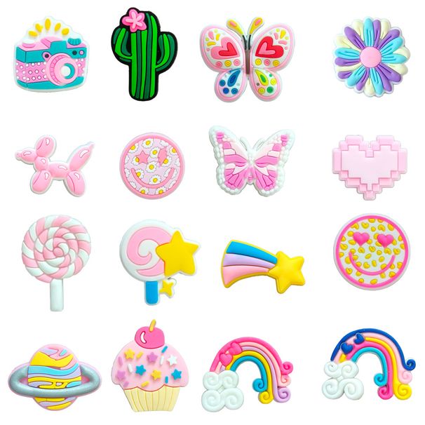 16 Sets Of Cartoon Small Fresh Cute Shoes Flower Shoe Buckle Soft Glue DIY Shoe Accessories Accessories_viptrois.com