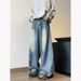 American-style Wide-leg Curved Jeans Men, Spring And Autumn Trendy Brand Long Pants, Straight-leg, Large Size, Loose_viptrois.com