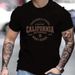 Lässiges, Bequemes Sport-T-Shirt Für Herren Mit California West Coast Herrenmode-Print, Rundhals-Kurzarm-T-Shirt_viptrois.com