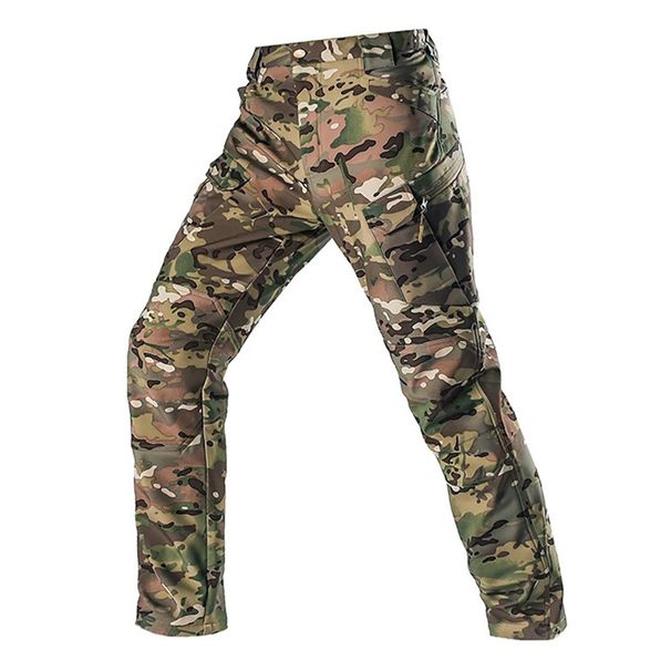 Shark Skin Tactical Pants – Windproof & Splash-Proof, Polar Fleece Lined, Camo/Black, Sizes 30-40_viptrois.com