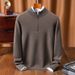 2025 Autumn Winter New Style Young And Middle-aged Wool Warm Half Turtleneck Zipper Pullover Knitted Sweater Men's_viptrois.com