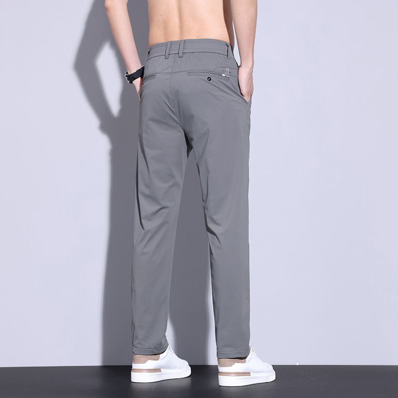 Men's Casual Summer Ice Silk Breathable Thin New Loose Comfortable Sports Straight Long Pants_viptrois.com