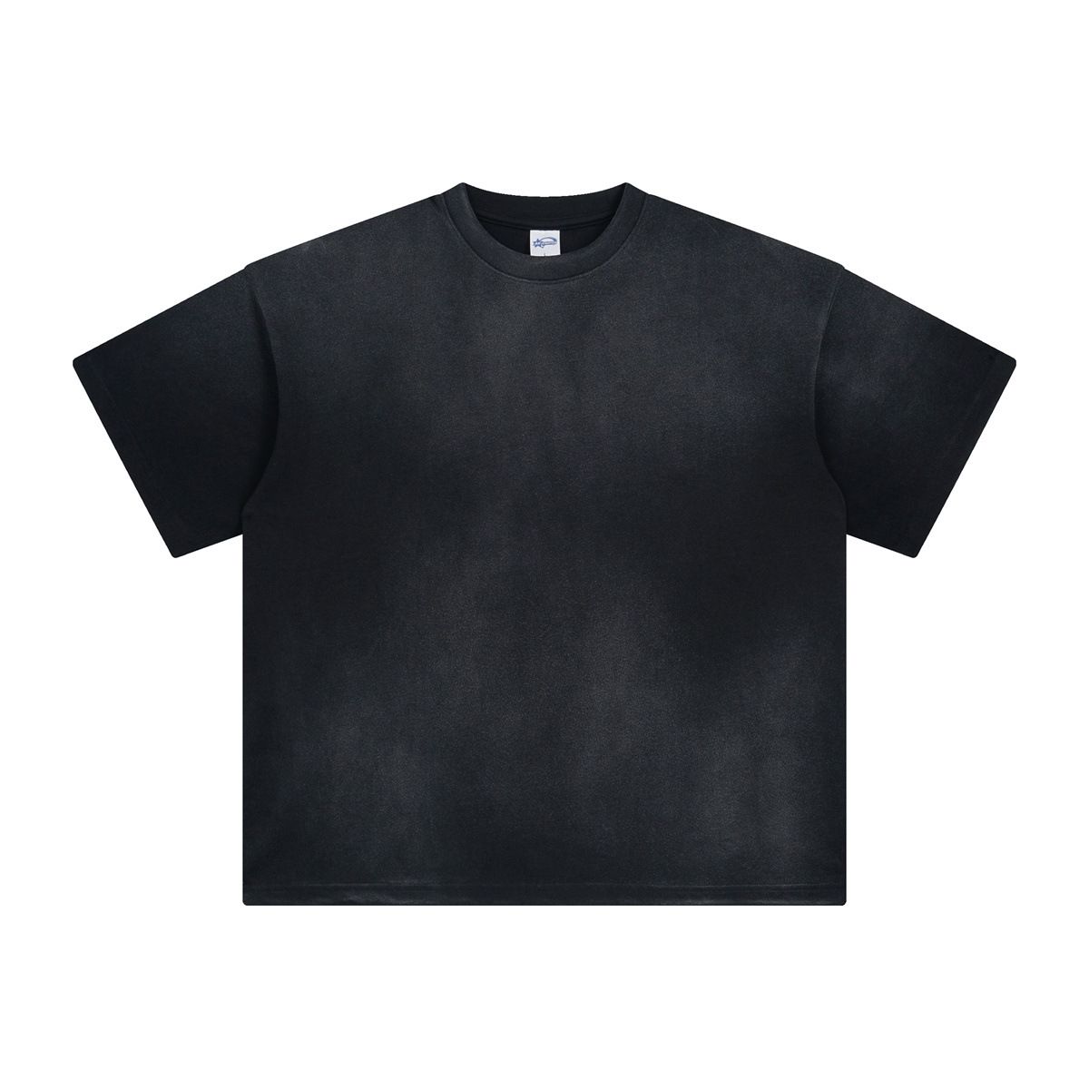 Men's Clothing Retro Distressed Washed Printed Short Sleeved Trendy Loose Small Neckline Spray Dyed T Shirt_viptrois.com