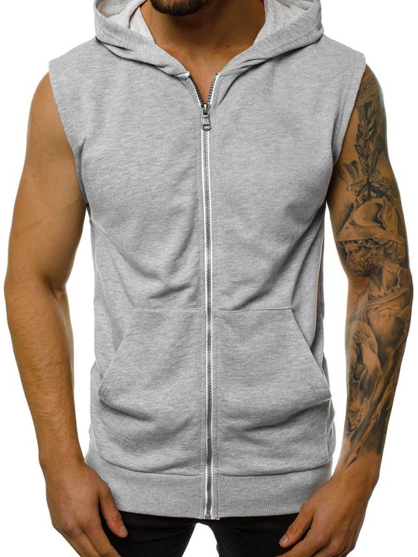 Ropa De Moda Para Hombres Verano Moda Fina Fitness Deportes Chaleco Sin Mangas Chaqueta Con Capucha Cárdigan_viptrois.com