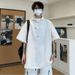 Summer Hooded Bubble Gauze Sun Protection For Men New Workwear Short Sleeve Loose T-Shirt Casual Sports Set_viptrois.com