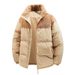 Unisex 2025 Winter Stand Collar Printed Cotton Jacket - Loose Fit Windproof Couple Coat With 400g Filling_viptrois.com