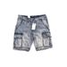 Men's Clothing Retro Old Tough Guy Style Multi Pocket Elastic Workwear Denim Shorts Men's Loose Straight Shorts_viptrois.com