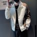 Men's Clothing Men's Stylish Contrast Color Letter Print Jacket - Loose Fit Casual Coat For Spring & Autumn (White/Black, M-3XL)_viptrois.com