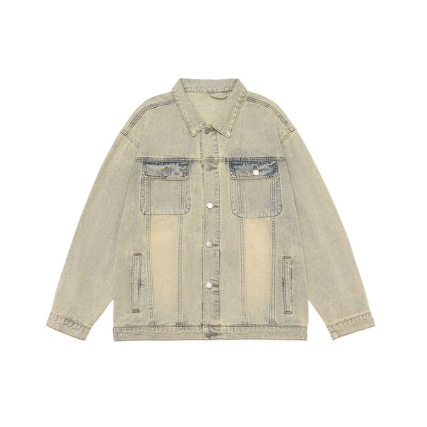 LKTM Men's Wear # American Washed Denim Men Women, Autumn And Winter Lapel Jacket For Couples, Trendy Brand Top_viptrois.com