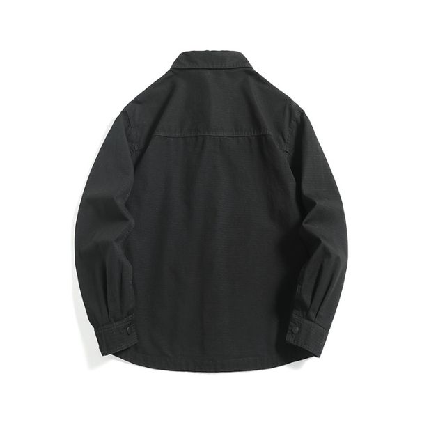 High-End Pure Cotton Simple Breathable Workwear Long-Sleeve Spring New Japanese Retro Loose Shirt Jacket For Men_viptrois.com