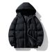 Men's Fleece-Lined Hooded Puffer Jacket - Korean Style Winter Coat With Stand Collar, Windproof Casual Outerwear (Black/ Cream/ Red/ Olive Green)_viptrois.com