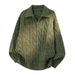 Autumn And Winter New Lapel Half Zip Fried Dough Twists Sweater Loose Outer Sweater Men_viptrois.com