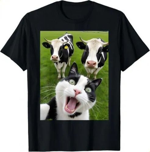 2026 T-shirtfunny Cat Cow Selfie Gift Unisex T-shirt_viptrois.com
