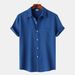 Goods 2024 Summer New Solid Color Lapel Short Sleeved Shirt Men's_viptrois.com