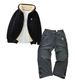 Men's Clothing Autumn And Winter Men's Letter Embroidery Hot Stamping Lambskin Jacket Jeans Suit_viptrois.com