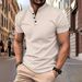 Men's Clothing Men's Short Sleeved Stand Up Collar Waffle Fabric Casual Short Sleeved Polo Shirt_viptrois.com