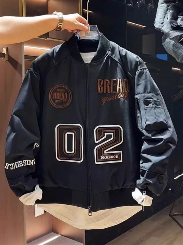 Embroidered Stand-up Collar Cotton Jacket Men's American Trend Couple Warm Labeling Baseball Jersey_viptrois.com