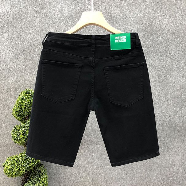 2025 Summer Thin Slim Fit Mid-Length Denim Shorts Trendy Stretch Men's Slimming Five-Point Pants_viptrois.com