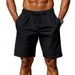 Men's Clothing Summer Casual Pants New Shorts Solid Color Light Plate Simple Linen Beach Pants_viptrois.com