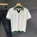 Men's Clothing Knitted V Neck Polo Shirt Color Matching Light Mature Retro Summer Short Sleeved Handsome Casual Men's T Shirt New Tops_viptrois.com