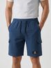 Men's Loose Fit Linen Cargo Shorts Summer 2026 Style Multi Pocket Solid Color mid Waist Drawstring Elegant Basic_viptrois.com