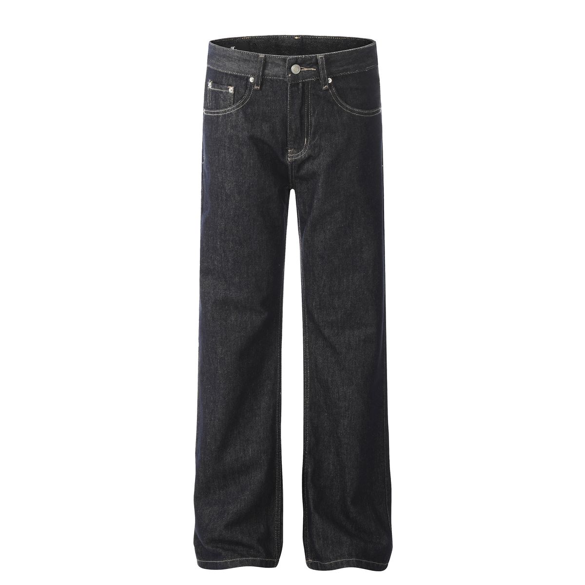Men's Clothing Retro 2025 Autumn And Winter Trendy Washed Black High End Design Men's Straight Flared Denim Trousers_viptrois.com