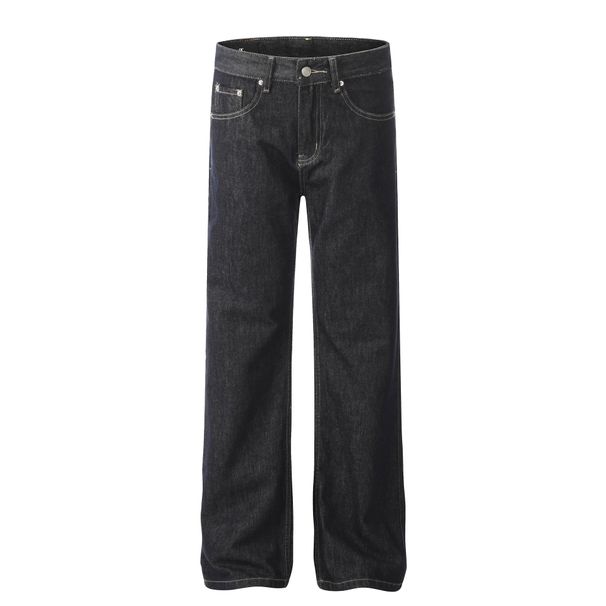 Men's Clothing Retro 2025 Autumn And Winter Trendy Washed Black High End Design Men's Straight Flared Denim Trousers_viptrois.com
