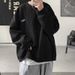 Men's Waffle-Knit Streetwear Sweatshirt - Oversized Pullover With Graphic Print (Black/White/Gray, M-XXXL)_viptrois.com