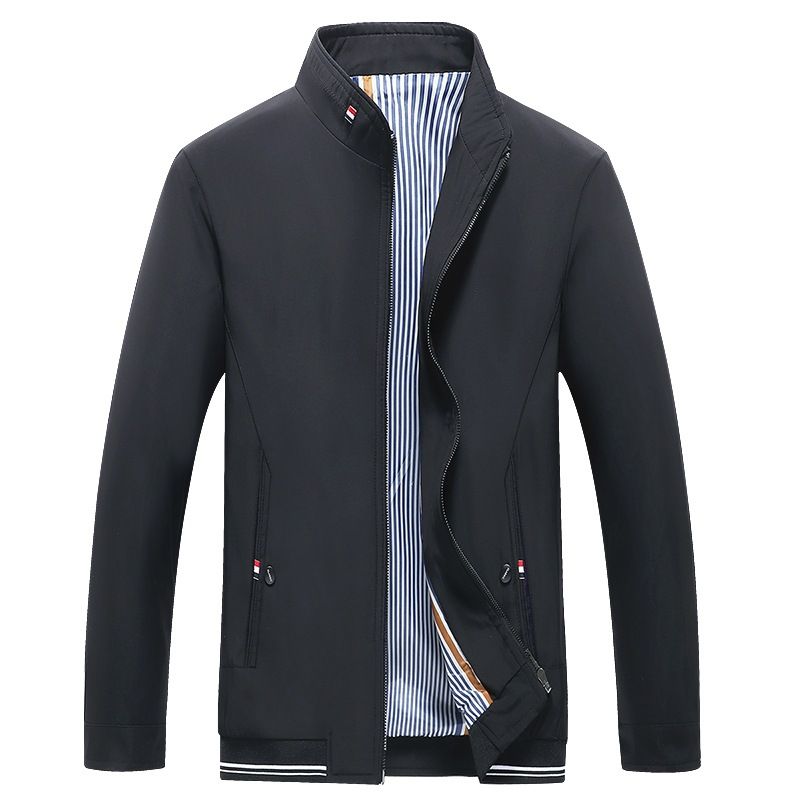Classic Stand Collar Jacket For Men – Relaxed Fit Corduroy Coat With Rabbit Wool & Spandex Lining (M-5XL, Black/Navy/Khaki) – Casual Outerwear_viptrois.com