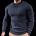 Men's Clothing Round Neck Sweater Heavy Knitted Tops Heavyweight Knit Sweater Slim Fit Round Neck Pullover Casual Long Sleeve Top For Teens & Adults_viptrois.com