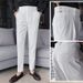 Men's Clothing Men's High Waist Straight Fit Summer Dress Pants - Wrinkle-Free Solid Color Casual Ankle-Length Trousers For Office & Travel_viptrois.com